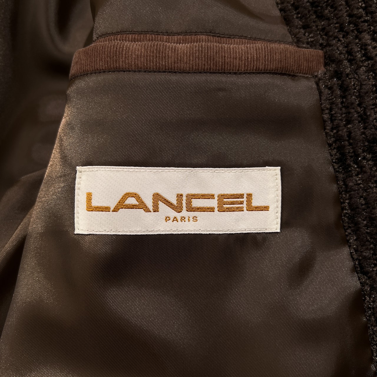 LANCEL ランセル ニット切替 モール ジャケット コート サイズ M /メンズ/日本製/ダークブラウン系