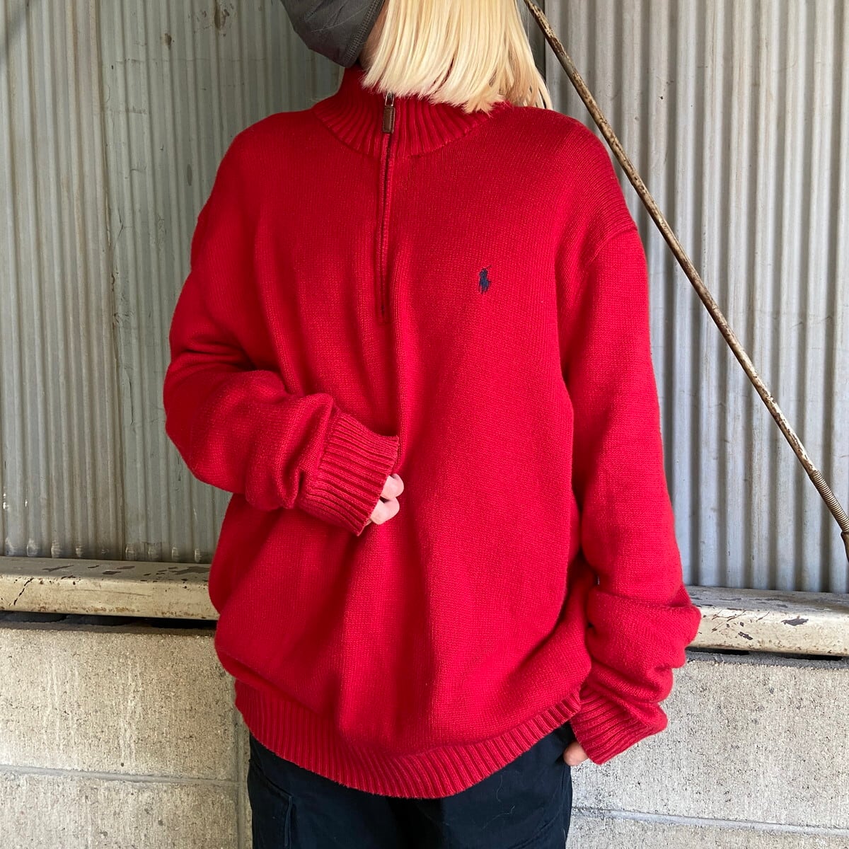 Polo by Ralph Lauren ハーフジップ コットンニットセーター メンズXL 