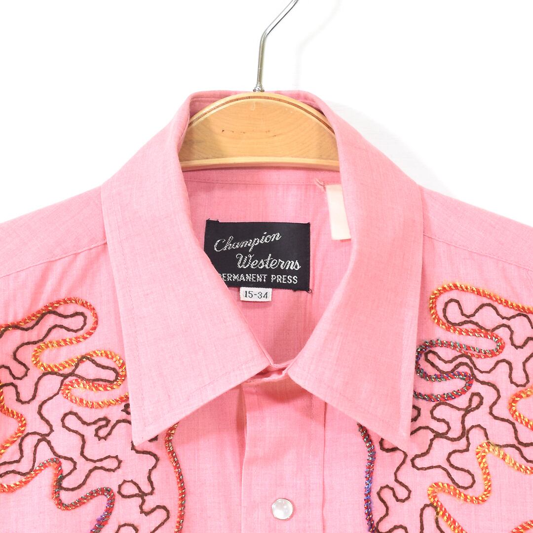 ヴィンテージ刺繍シャツ 可愛くて珍しいアップリケ レア美品 ウエスタン