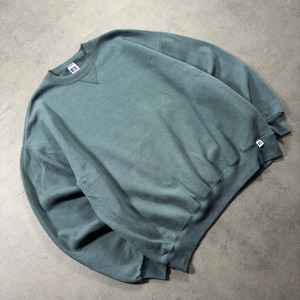 90s Russell Athletic sweatshirt solid blue green XL 古着