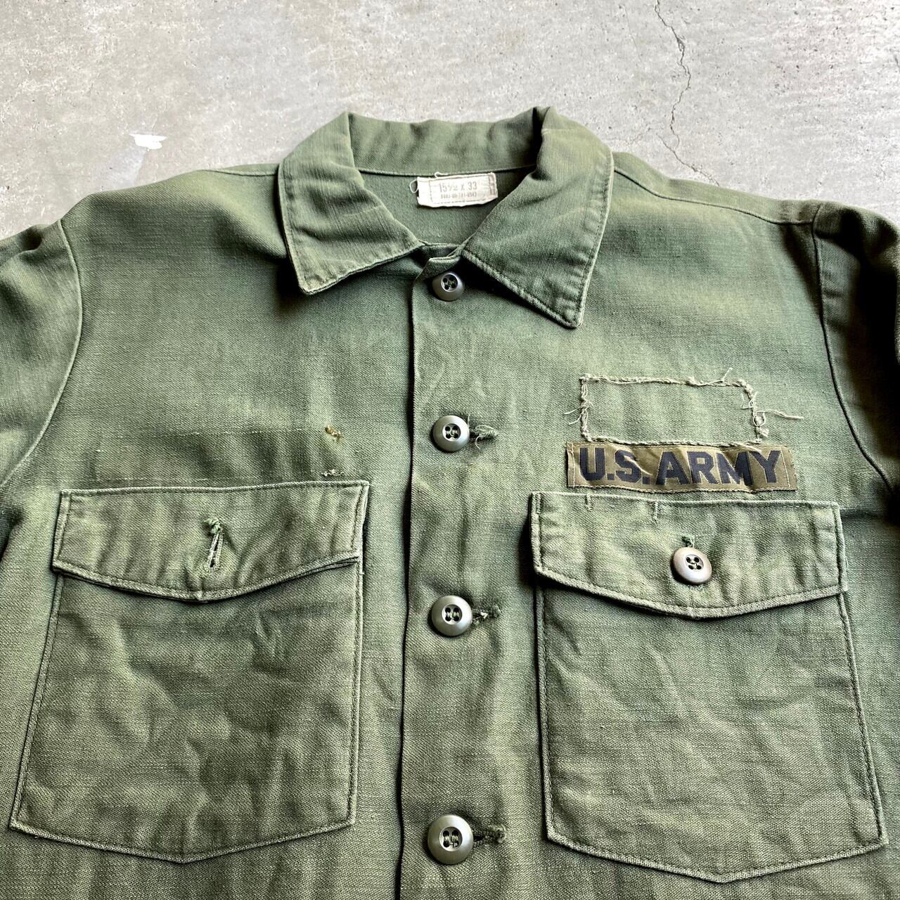 76年納品 70年代 U.S.ARMY 米軍実品 ユーティリティシャツ 15?×33