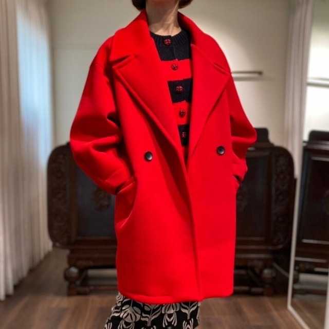 double/knit tailored coat red