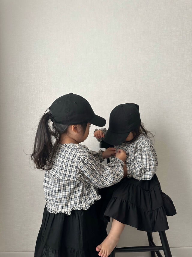 ［即納］Rii. check frill blouse