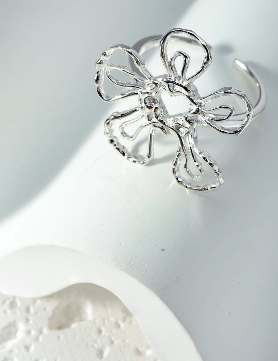 後楽園シリーズ シルバーフラワーリング オリジナルデザイン アジャスタブルオープンリング SV925