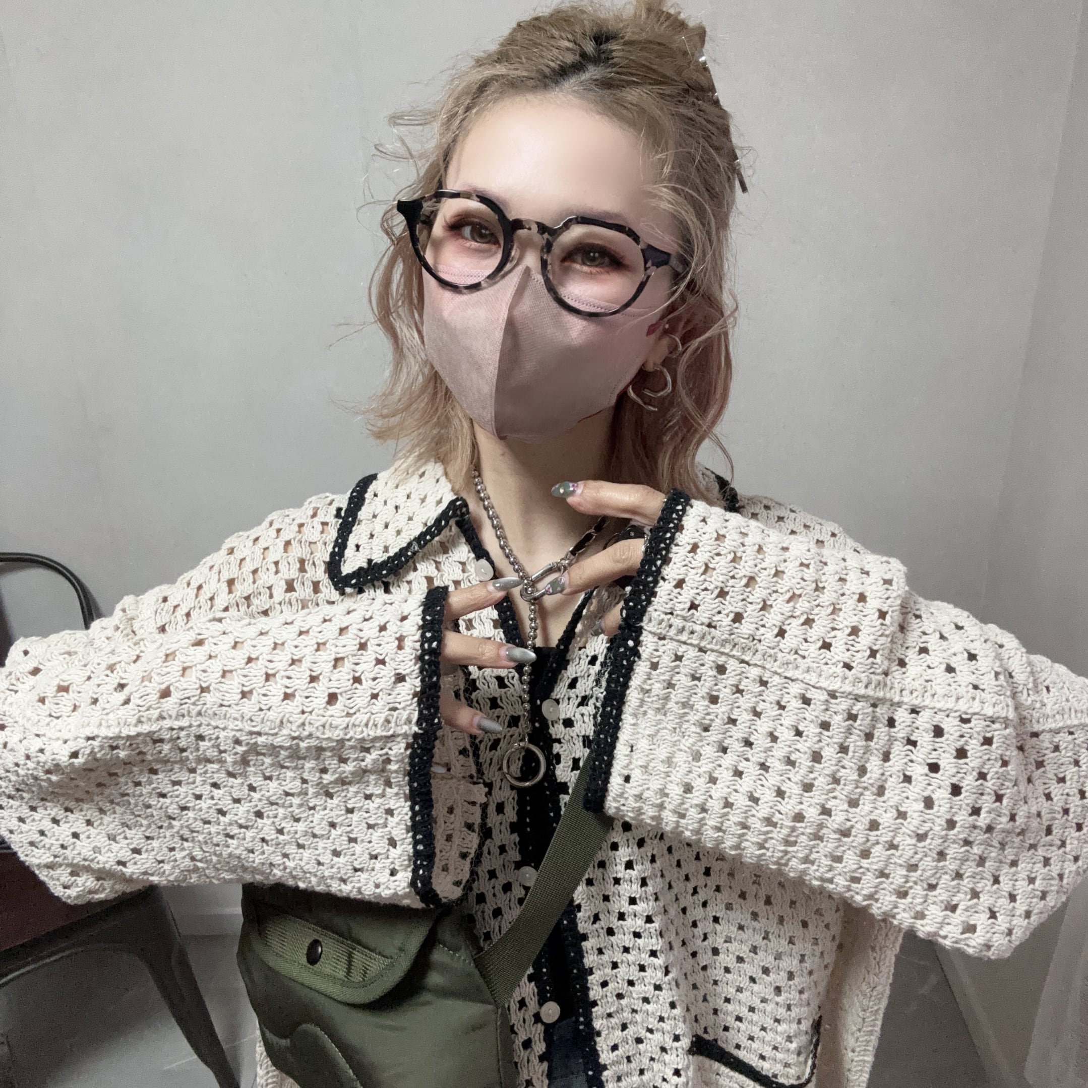 crochet shirt collar tops【Ivory】