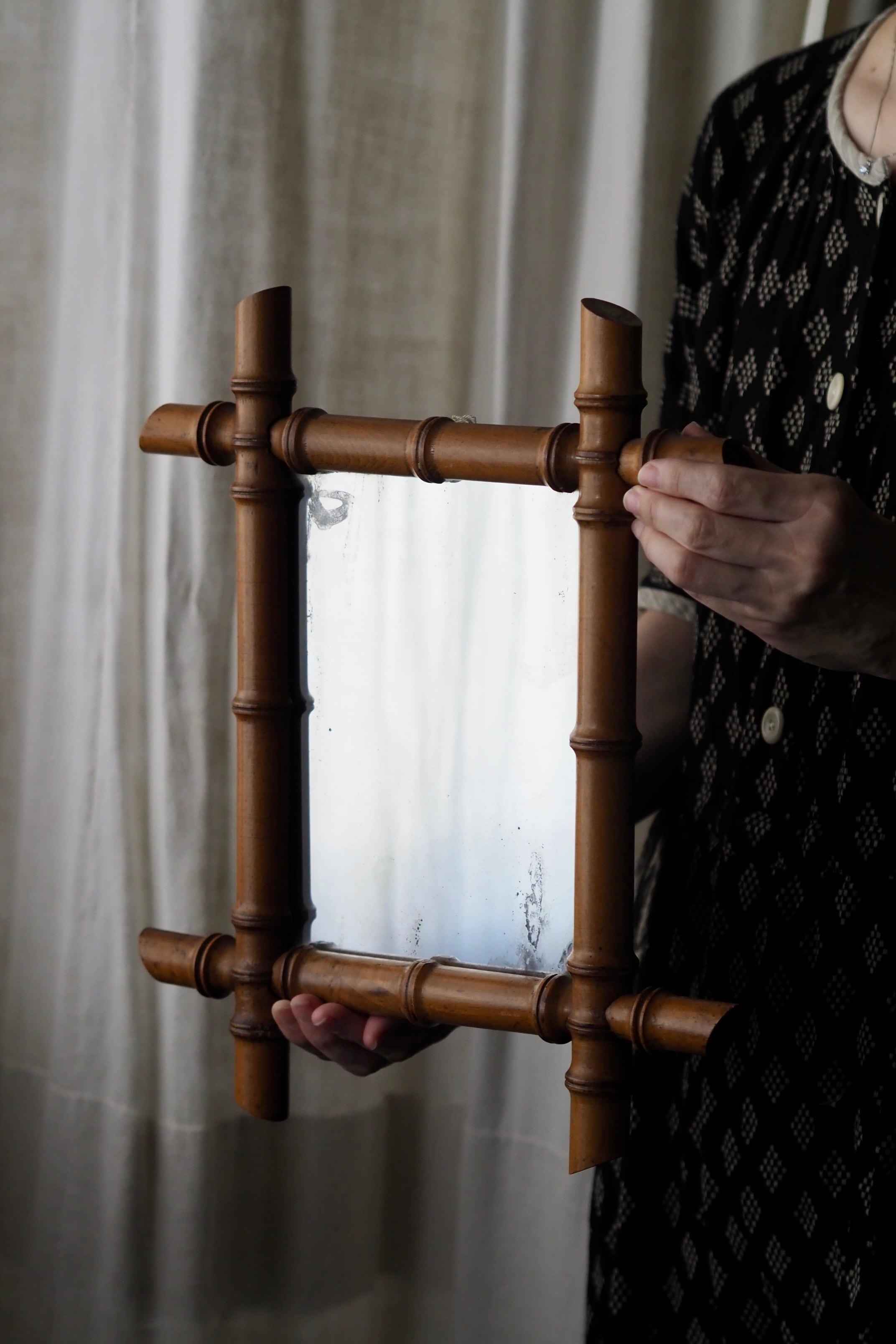 竹フレーム　オーダーメイド 特大バンブーミラー　和風　アンティーク　ヴィンテージ 竹フレーム オーダーメイド 特大バンブーミラー 和風 アンティーク