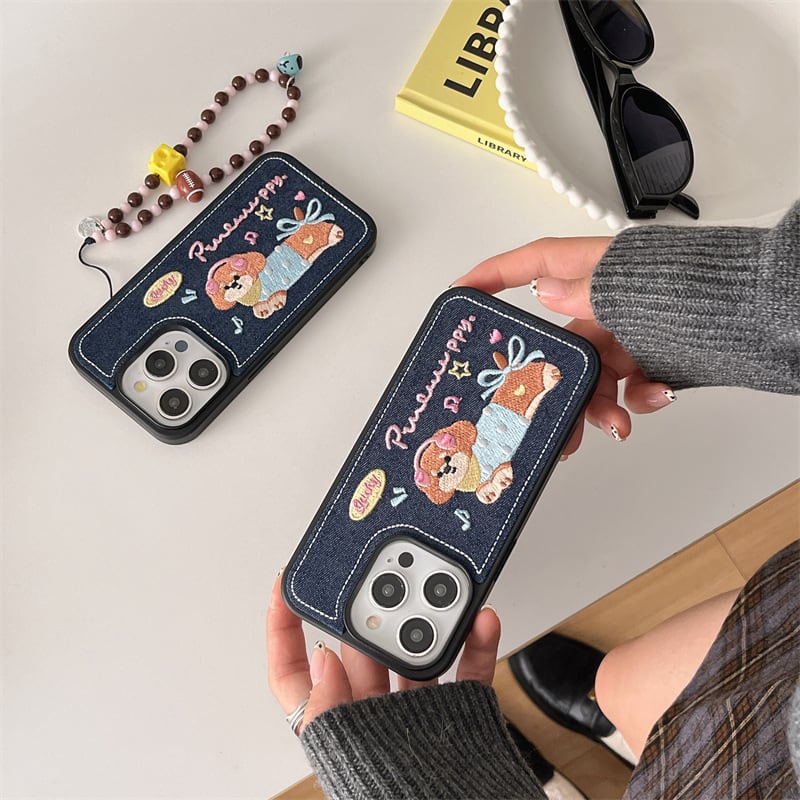 iPhone16-12対応】デニム×刺繍◎周りと被らない！かわいい