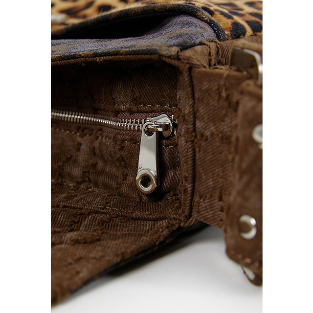 オリジナルヒョウ柄馬毛切り替えボディバッグ