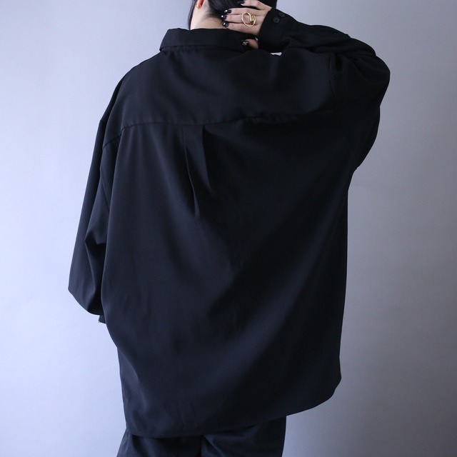 "刺繍" and switching bi-color design XXXL over silhouette fake suede shirt