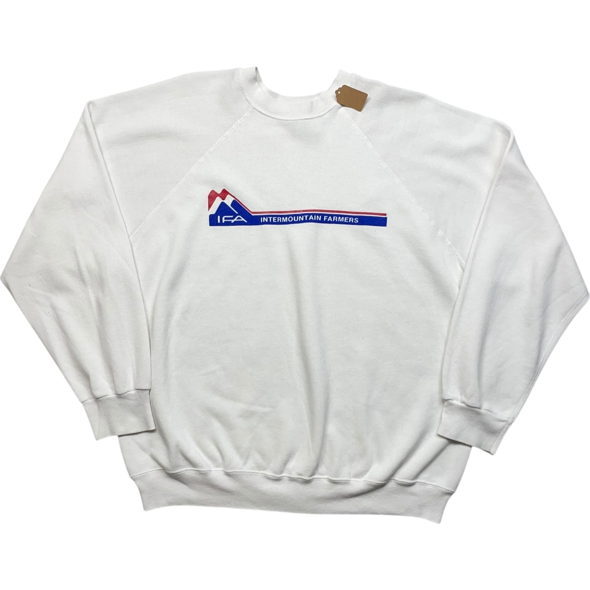 《XL》 TULTEX タルテックス スウェット ラグランスリーブ 企業プリント ホワイト USA製 90年代 vintage no.9426