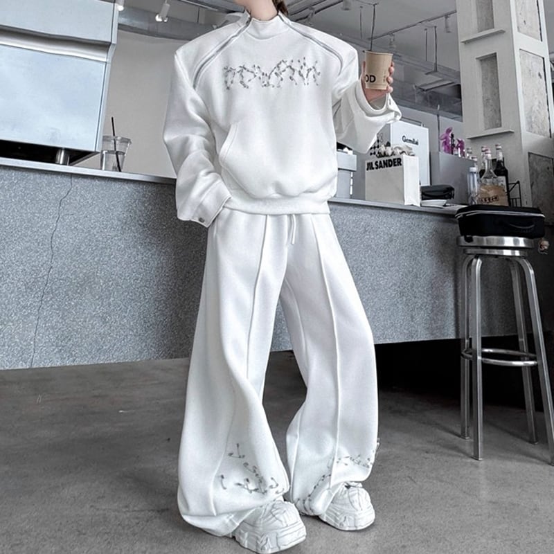 スタンドカラー ハイネック プルオーバー セットアップ 2color MSE0010