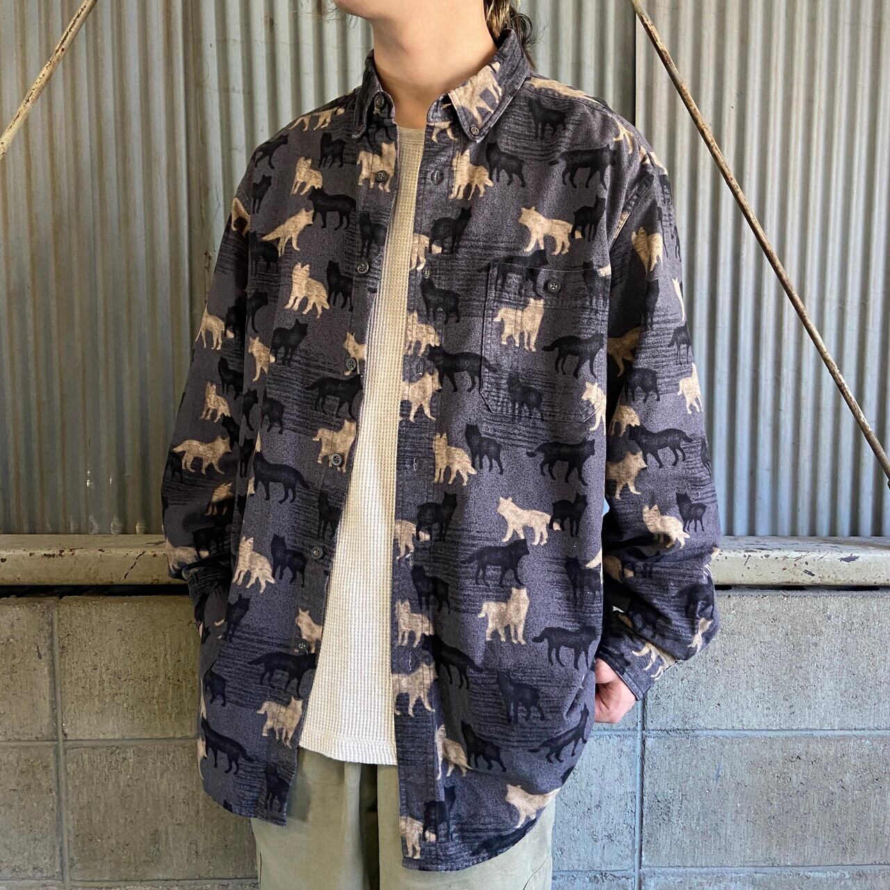 WOOLRICH ウールリッチ 総柄 オールプリント アニマル シャモアクロス 