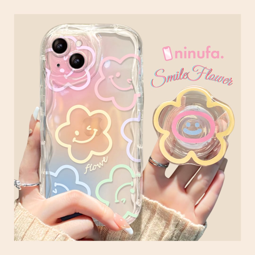 iPhone17~SEまで対応】にっこりフラワー◎かわいい お花 スマイリー