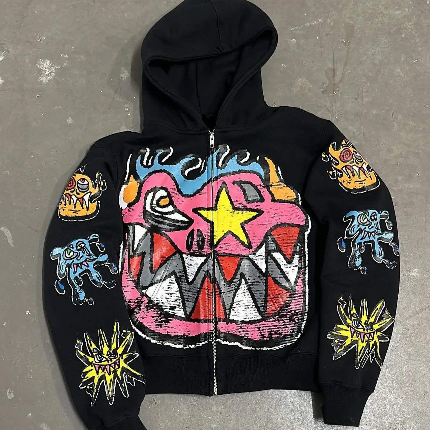 デザインパーカー ジップアップパーカー パーカー オーバーサイズ