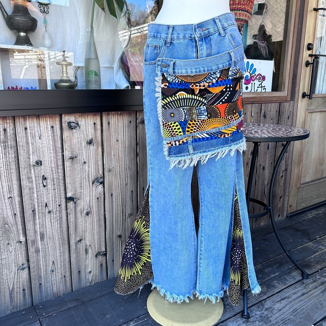 アフリカンラップデニムパンツ