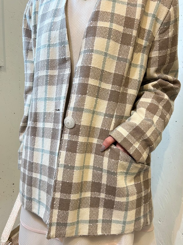 vintage pale tone check jacket