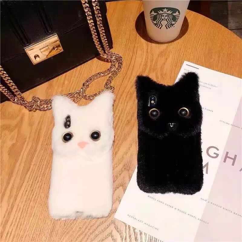 送料無料 3色 ブラック 黒 Iphone11対応 Iphoneケース ネコ ねこ 猫 ぬいぐるみ ふわふわ もこもこ アイフォンケース スマホケース La Preference