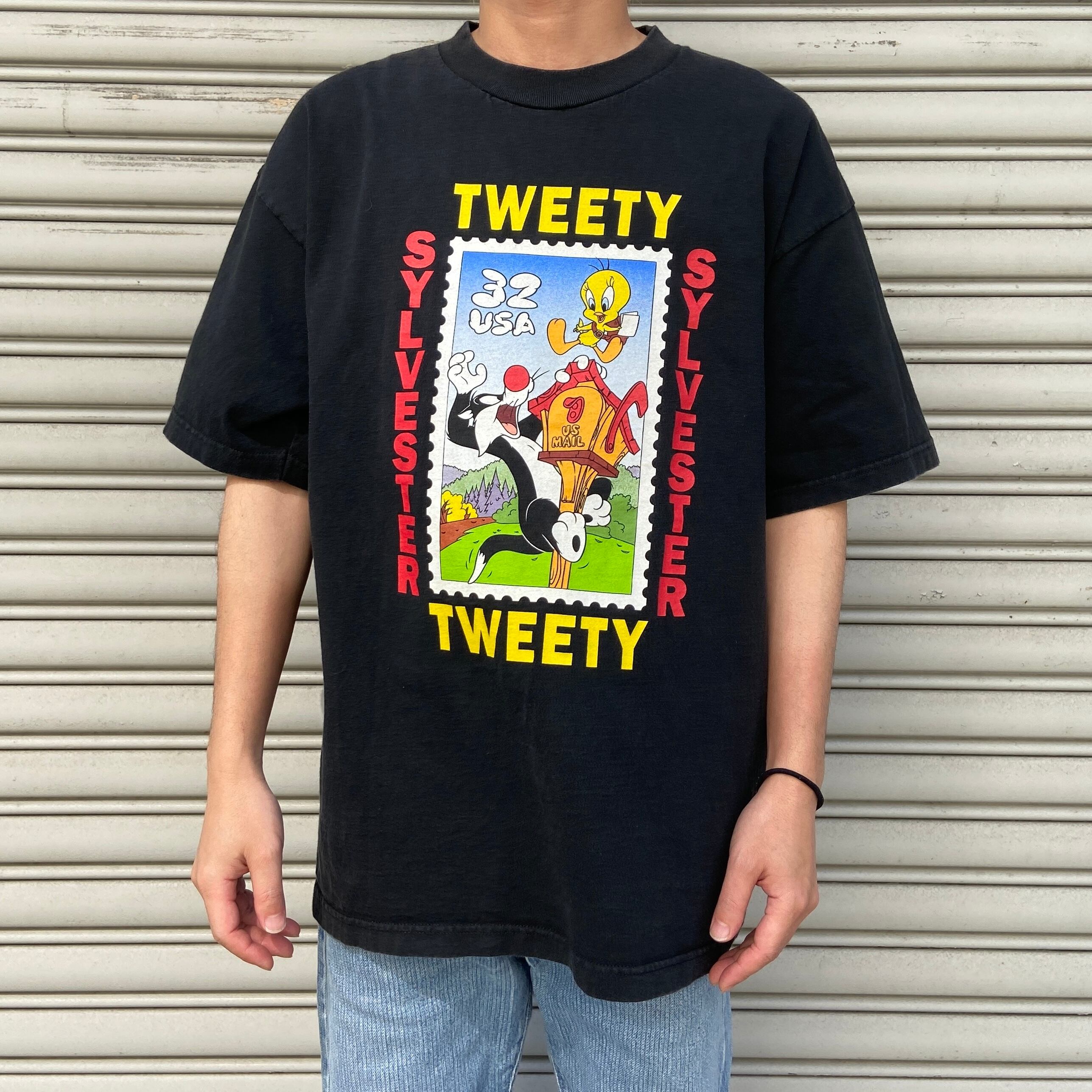 ネ*ト様 90s ルーニーテューンズ トゥイーティー シルベスター レア ランプ 90s ルーニーテューンズ キャラTシャツ 切手 シルベスター