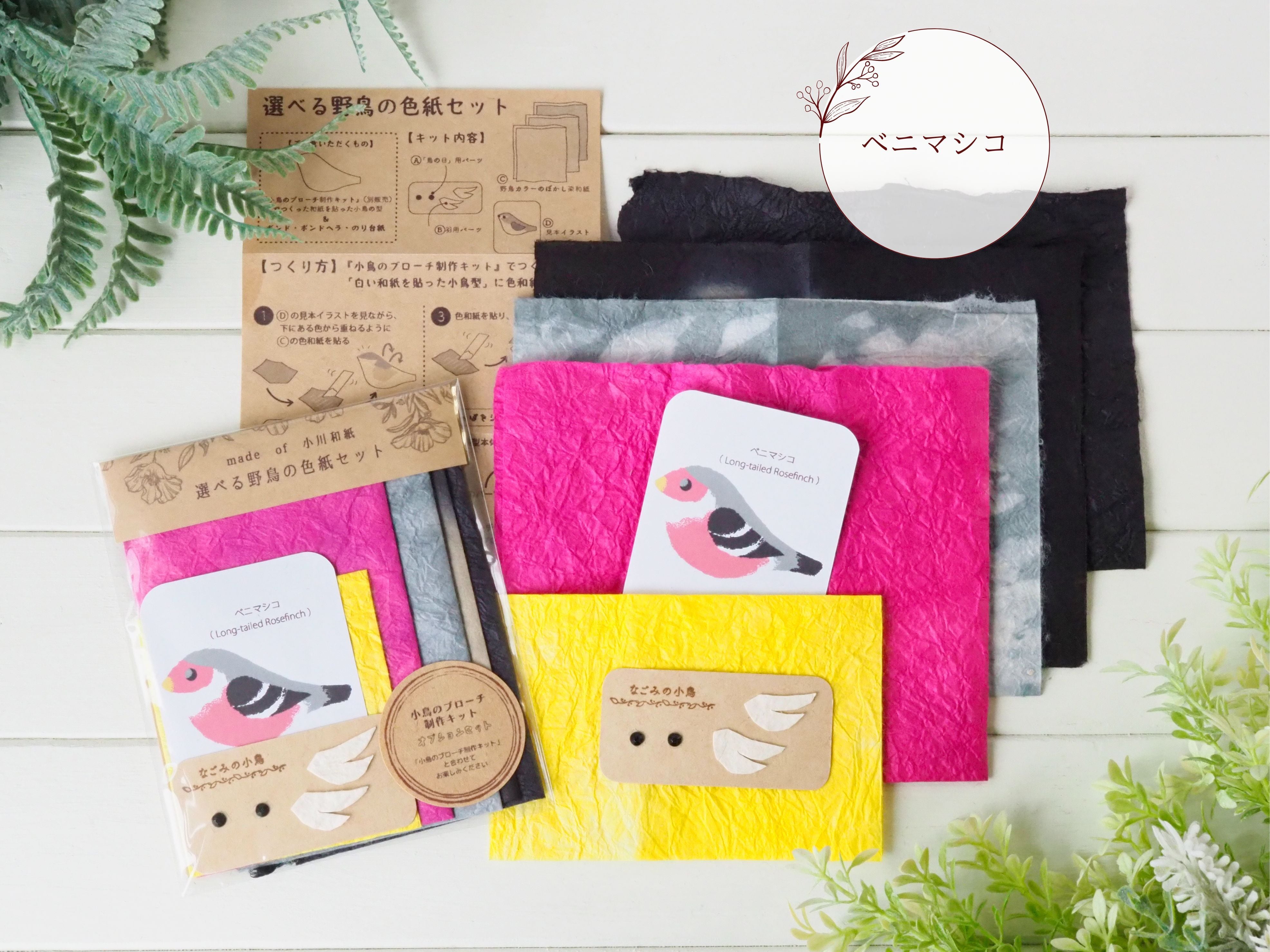 選べる野鳥の色紙セット【「小鳥のブローチ制作キット」オプション