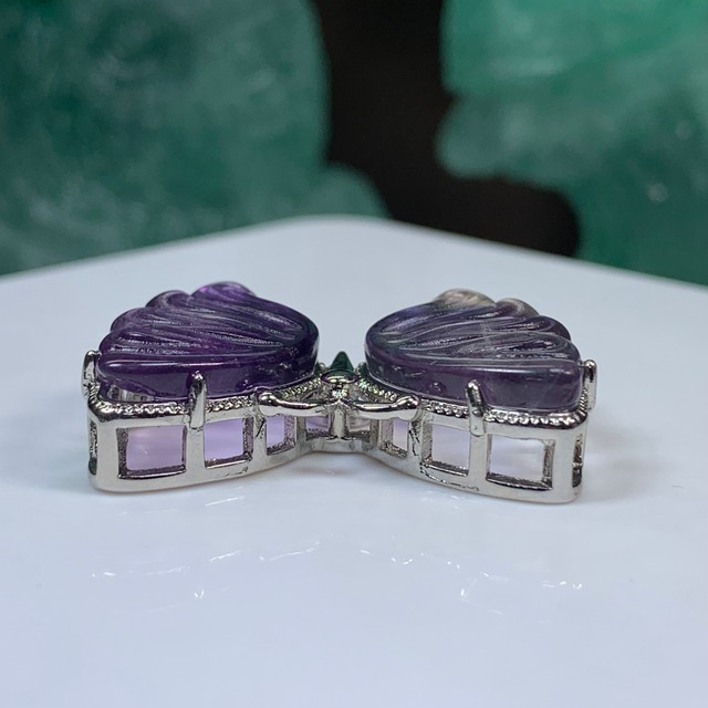 15.フローライト蝶々・横貫通穴☆パーツ