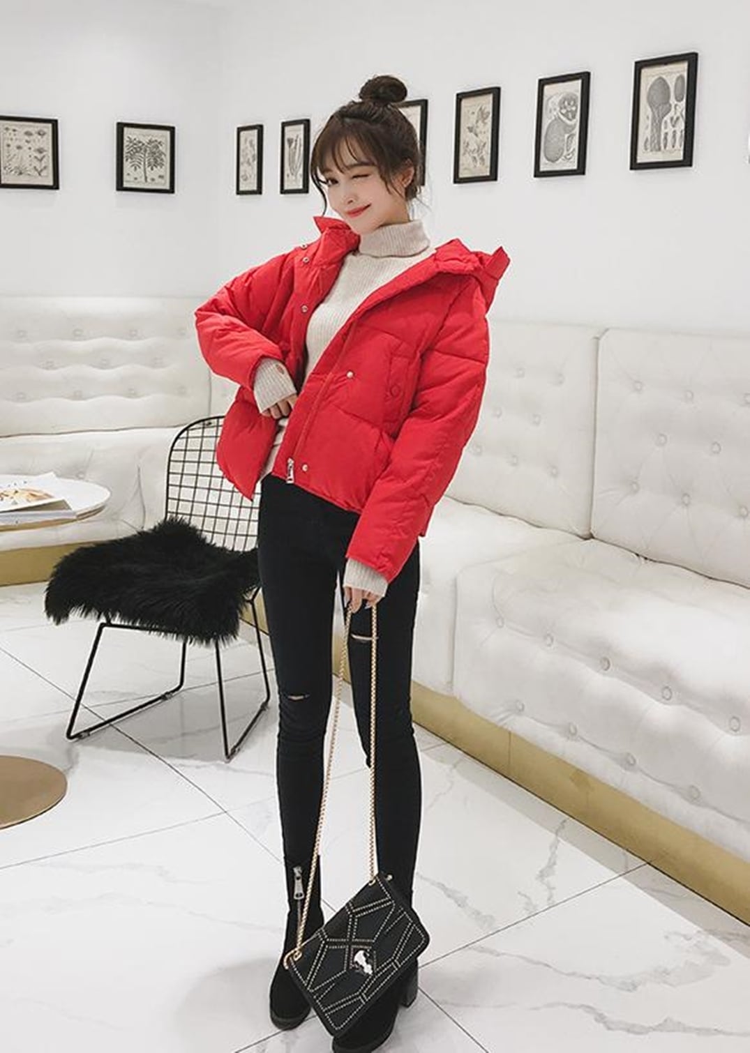 レディース ショートダウンジャケット（レッド） | PicoCharm