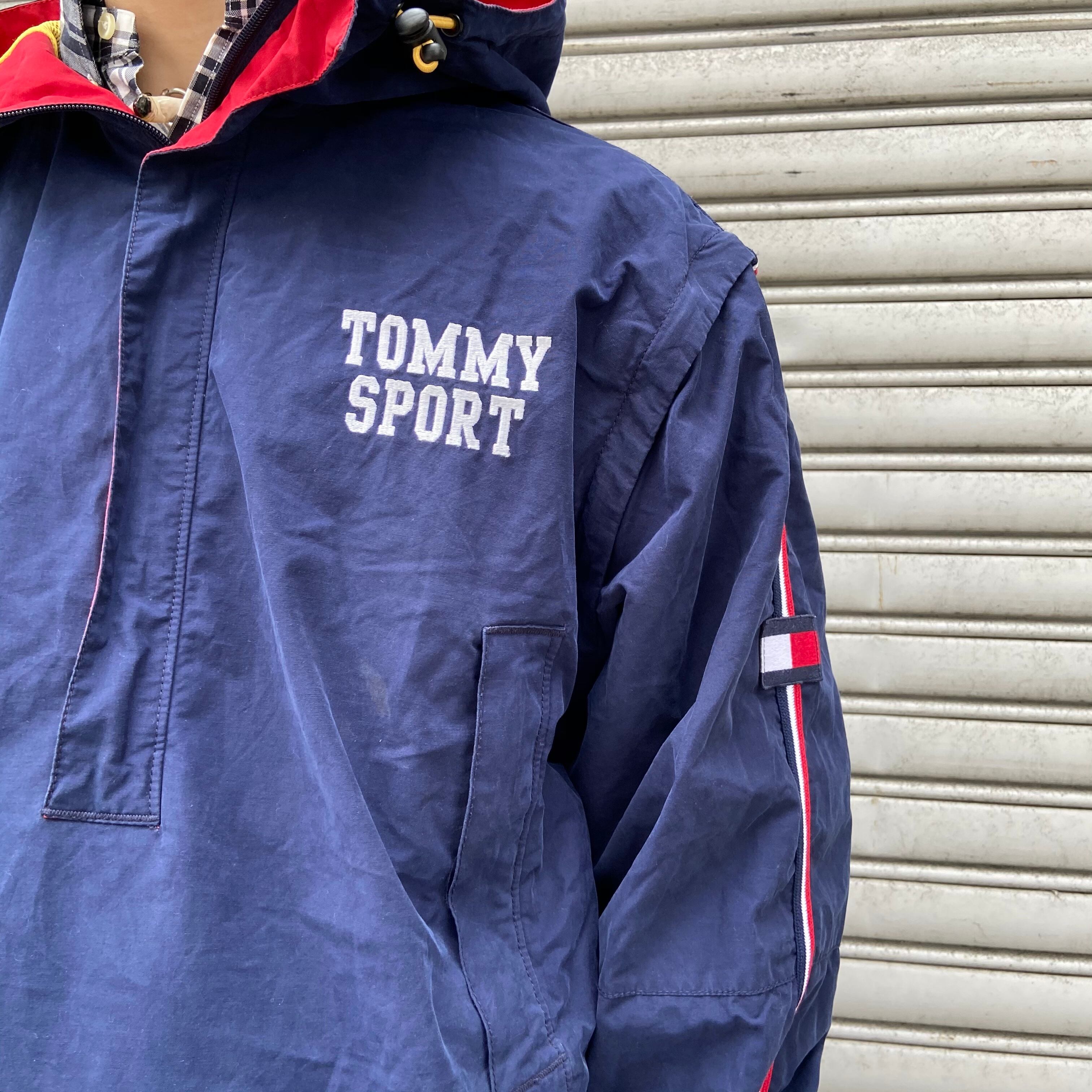 送料無料』Tommy sport 袖ラインアノラックパーカー 2way L 送料無料』Tommy sport 袖ラインアノラックパーカー 2way L