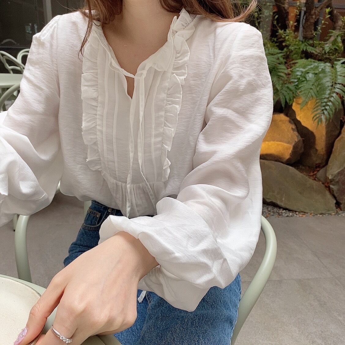 Ribbon blouse /white (4月上旬頃発送予定)