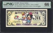 2009 T$5 DisneyDollar PMG66 EPQ DIS153 Daisy and Minnie