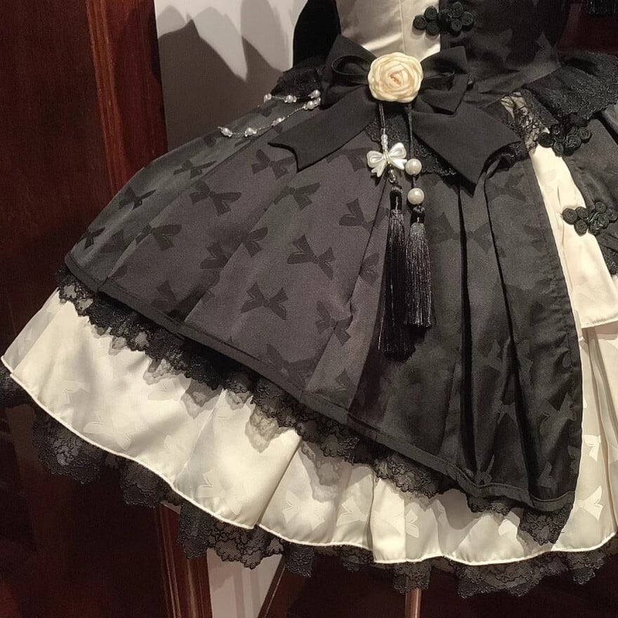 白薔薇の黒蝶夜会 中華ゴスロリケープ＆スカートセット | ロリータ