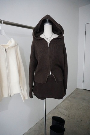 RIB KNIT ZIP HOODIE　(BROWN) 2311-61-434