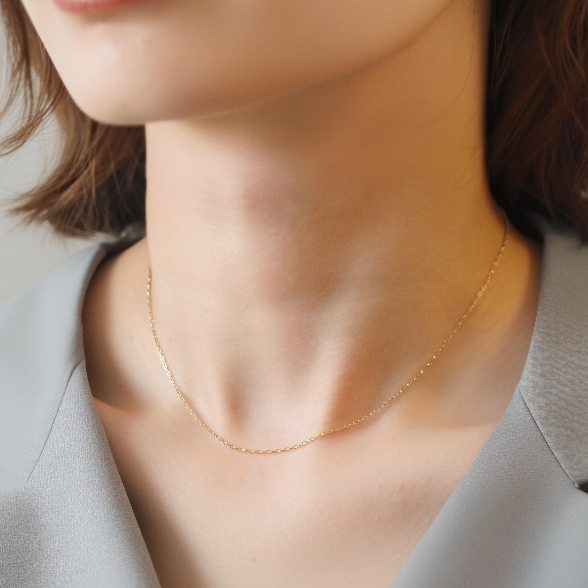 K10イエローゴールド チェーンネックレス 40cm〈シャイン〉 No