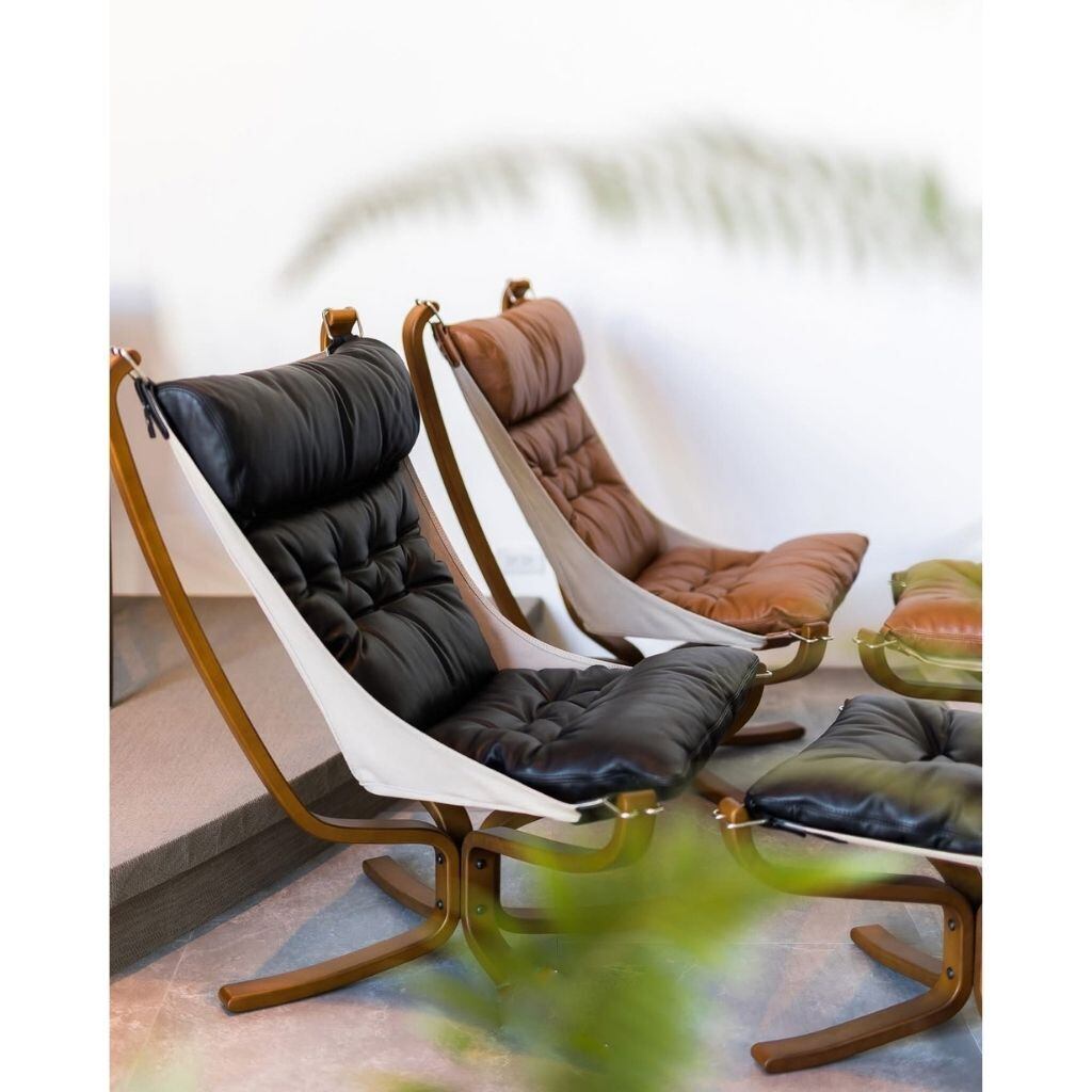 Falcon Chair Wood Frame Set Oil-leather Black / ファルコンチェア