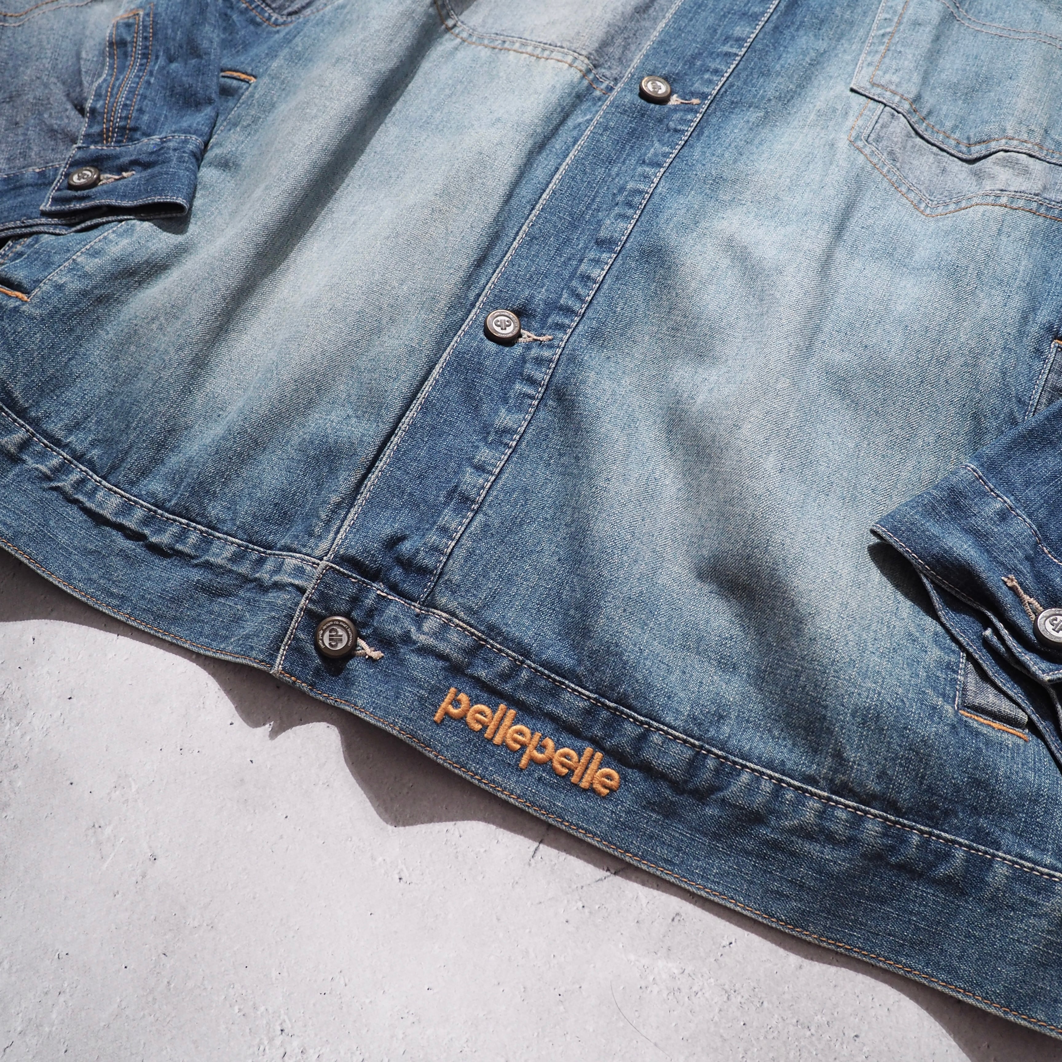 1990s " pellepelle " Special Rebuiling Over silhouette vintage Denim jacket