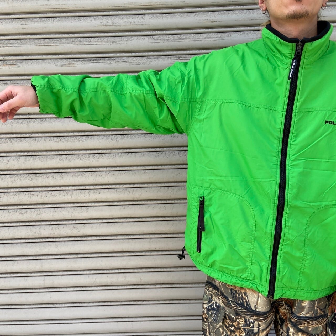 90s POLOSPORT リバーシブルジャケット グリセードタイプ 緑 黒 90s POLOSPORT リバーシブルジャケット グリセードタイプ 緑 黒