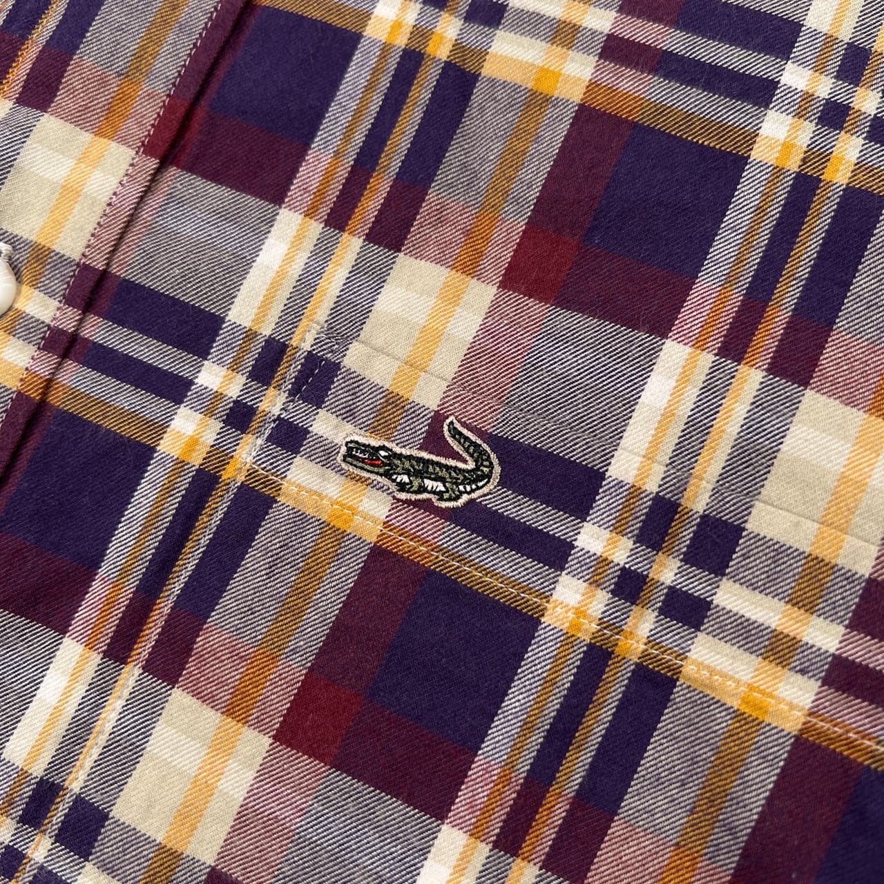 Crocodile クロコダイル 日本製生地 チェック 長袖シャツ サイズ L /メンズ/パープル系×イエロー系
