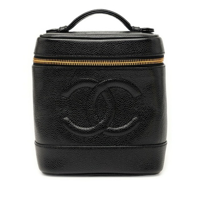 シャネル ココマーク バニティバッグ ハンドバッグ A01998 ブラック キャビアスキン レディース CHANEL 【中古】