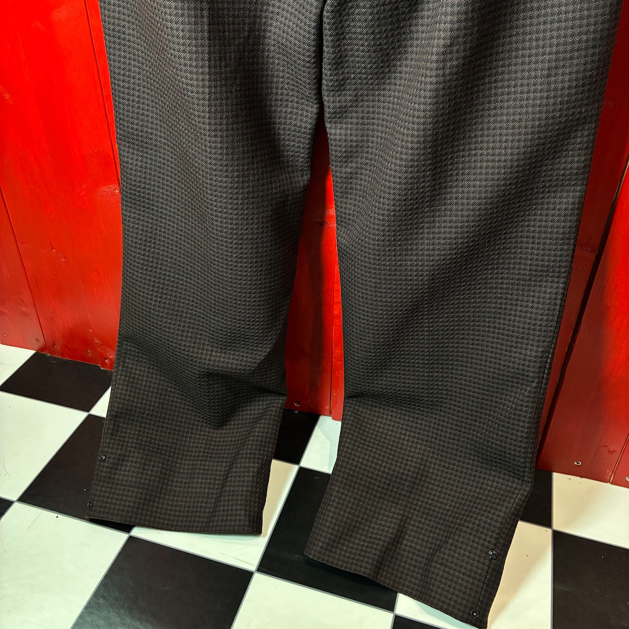 70s Vintage2タック スラックス ブラウン 裾スナップ TALONジップ