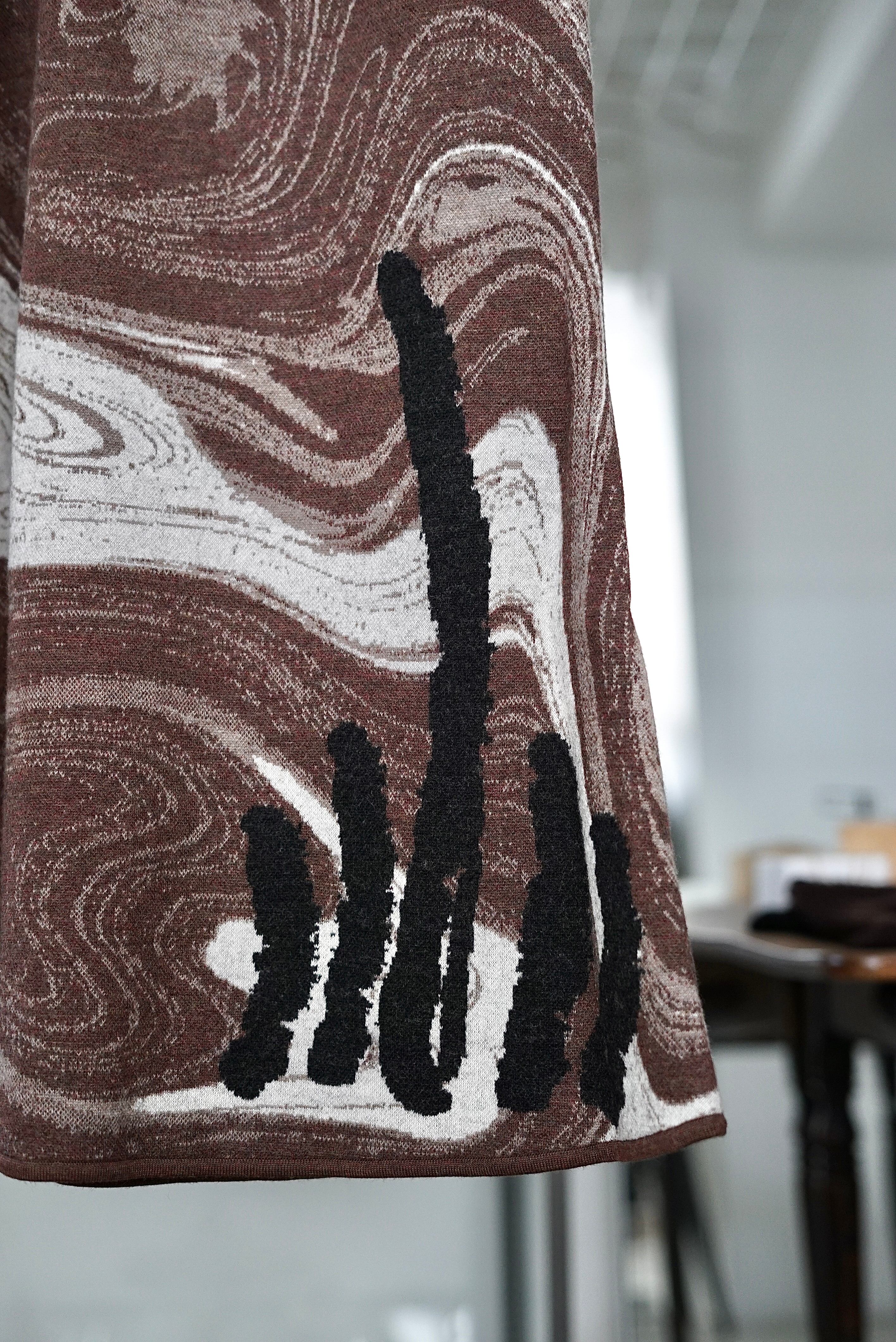 【新品】mame kurogouchi Wrapping Knit Skirt Mame Kurogouchi / Marble Pattern Knitted Skirt (BROWN / KHAKI