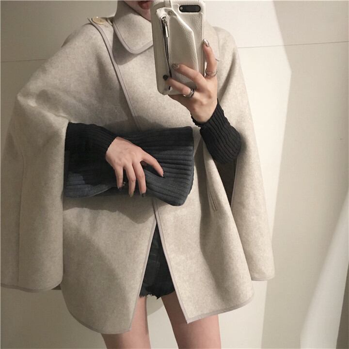 チェスター ポンチョ コート 女性 秋 冬 ファッション 暖かい オシャレ 上品映え 短いスタイル