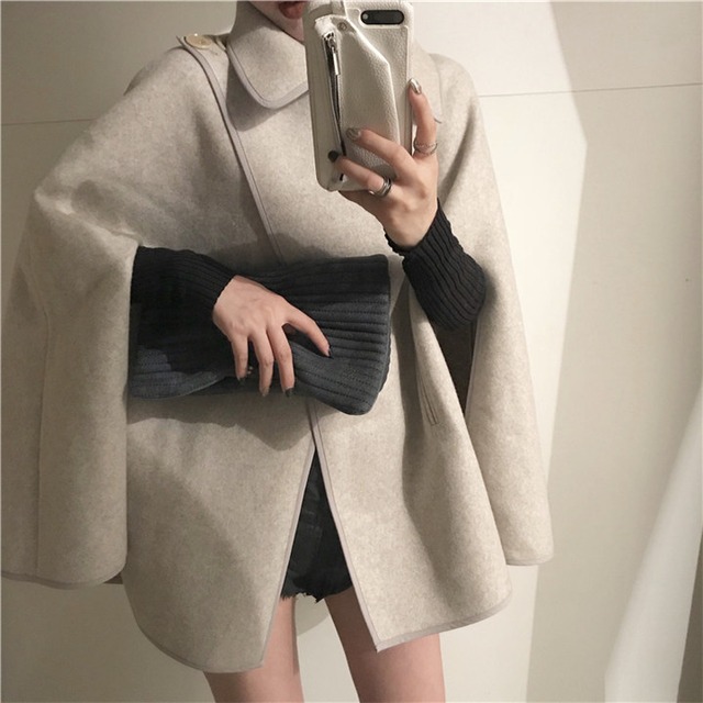 チェスター ポンチョ コート 女性 秋 冬 ファッション 暖かい オシャレ 上品映え 短いスタイル