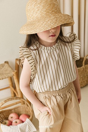 【予約】Stripe frill blouse (R0280)