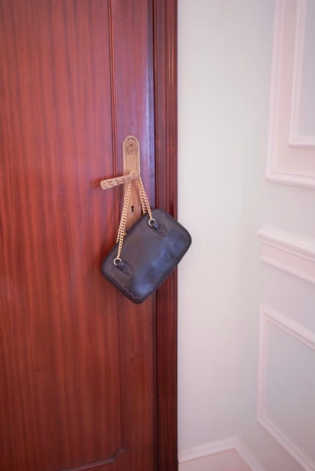 gold chain stitch design bag