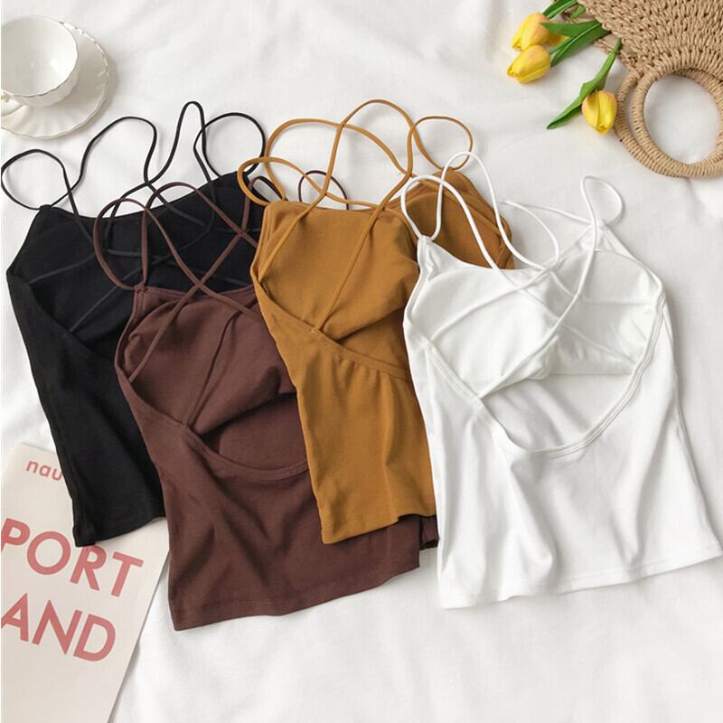 サマークロスバックホルターリング トップス シャツ 夏物 指輪 YY-ファッション5689492131