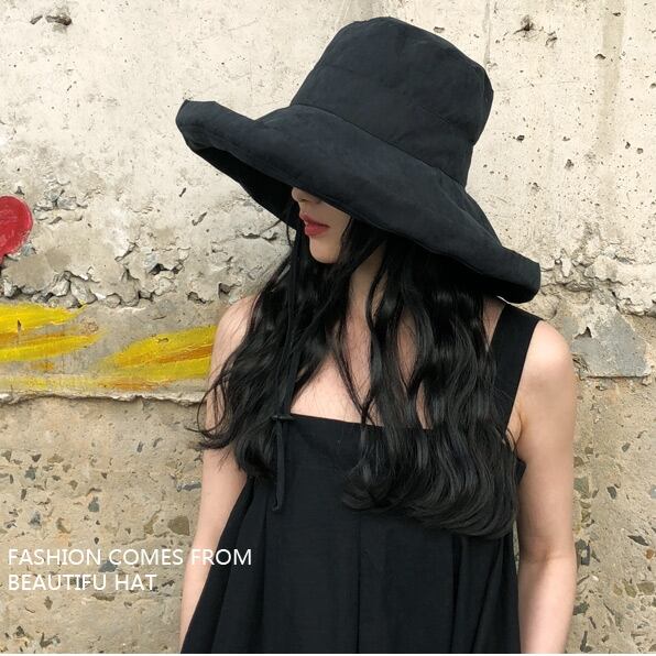 【予約販売】帽子 ツバ広 ハット レディース 女優帽子 UVカット アウトドア 日焼け防止 紫外線 ブラック/ネイビー/グレー/イエロー/レッド 女優帽 こなれ感 お洒落 韓国 トレンド