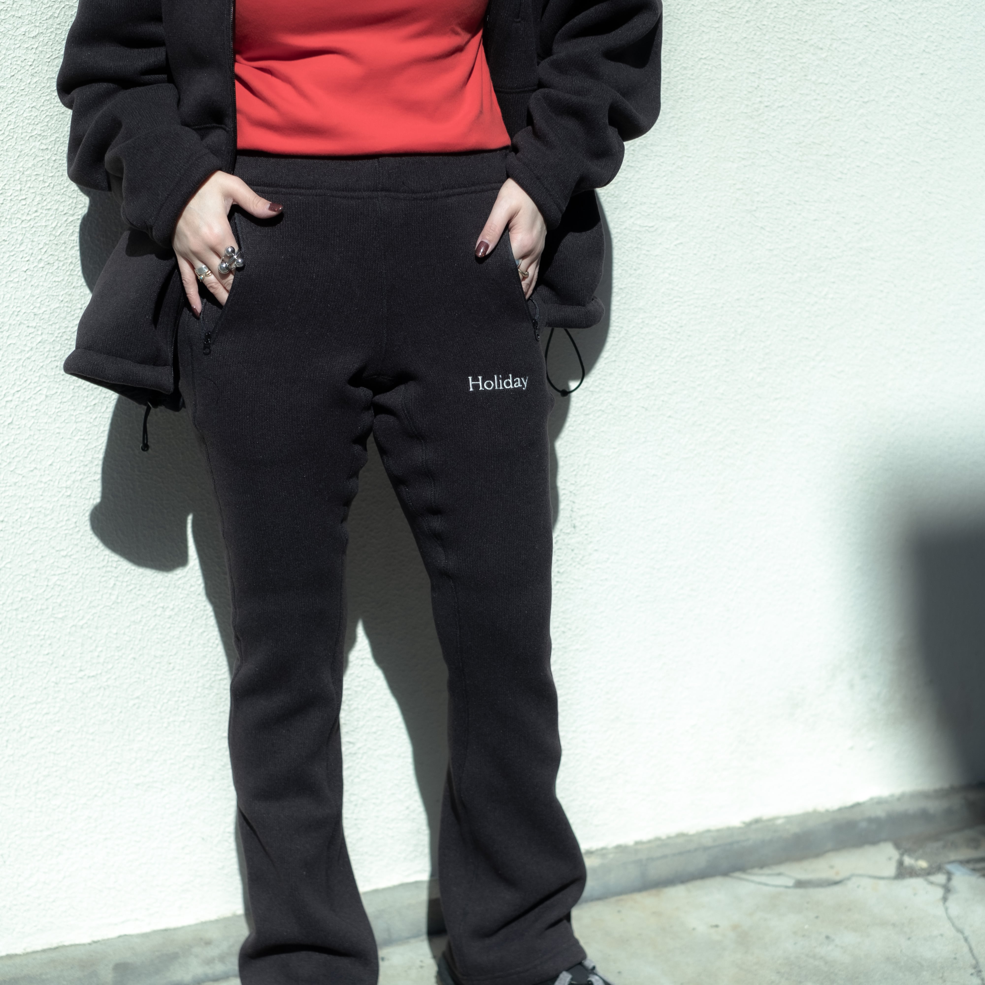 HOLIDAY】 thermal pro fleece flare pants (black) | olaf