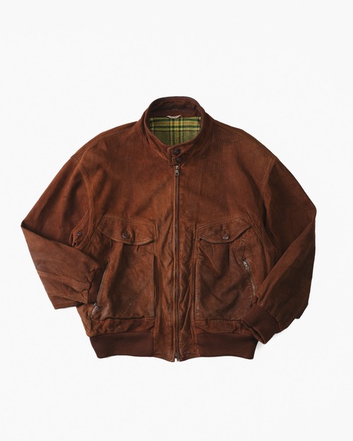 [1980’s] "HUGO BOSS"  Nubuck Leather Bomber Jacket (Made in Italy)