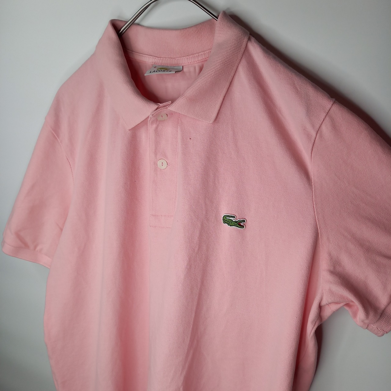 ラコステ　ポロシャツ　刺繍ロゴ　シェルボタン　ユーロ古着　ピンク　4サイズ