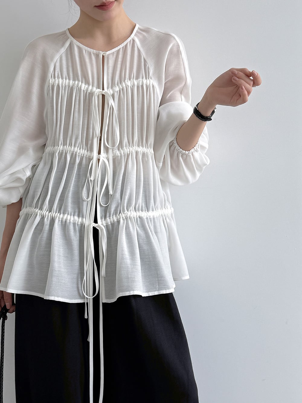 ランタンスリーブ シフォンブラウス 2col Y 260095 | Raglana
