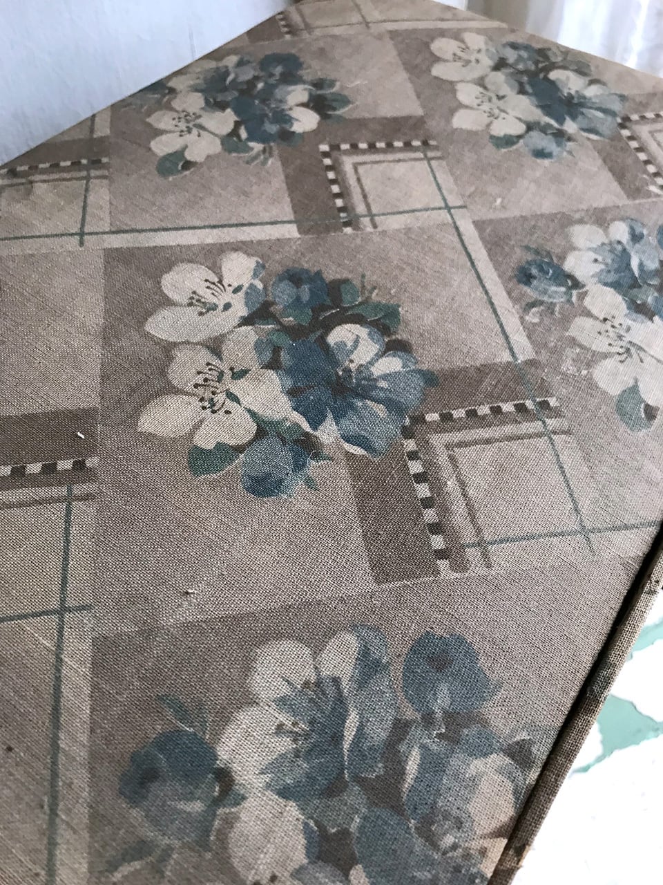 カルトナージュ ソーイングボックス 花柄ブルー | Brocante de La