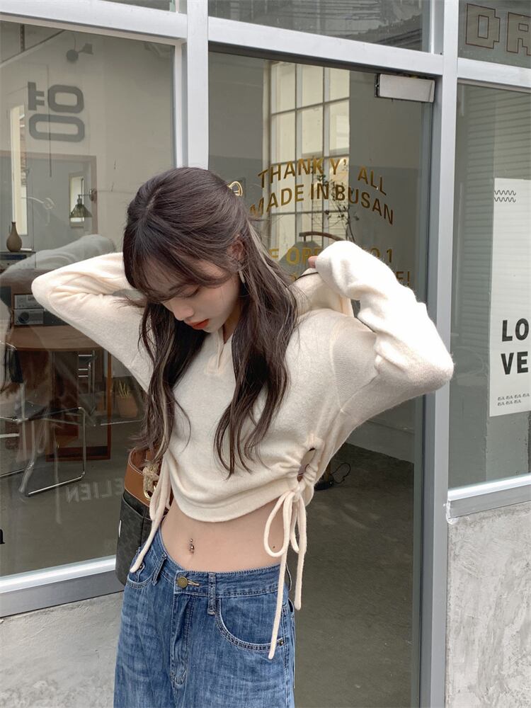 フードセーター オータムスリムショートトップス ロング 秋物 YY-ファッション90484477286